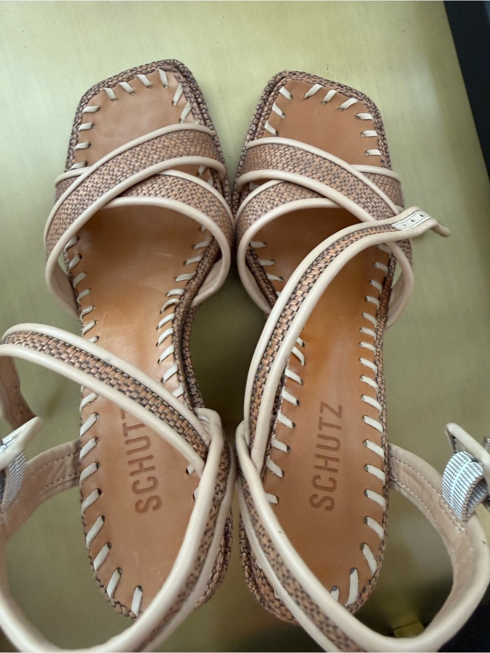 SCHUTZ Nude Braided Leather Strap Heeled Sandals - Picture 4 of 6